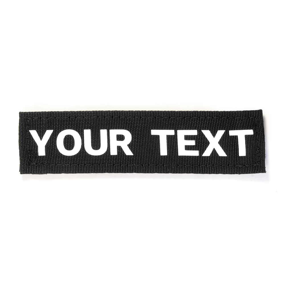 Customizable Text Tab Patch w/Hook Fastener Patch - Black